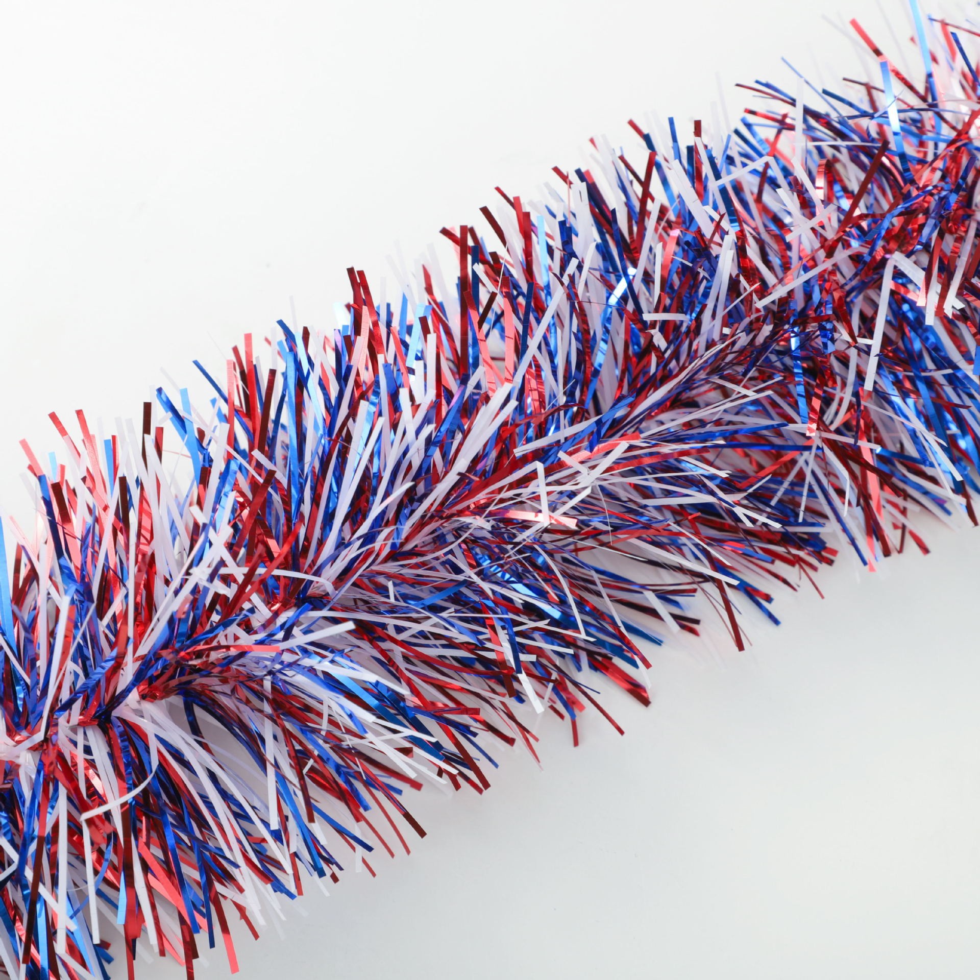 美国独立日装饰用品拉花 蓝白红毛条美国国庆场地布置彩带2米加密