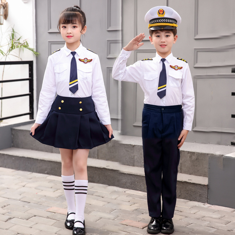 儿童小海军演出服飞行员服装幼儿园合唱服男女童空军机长制服套装