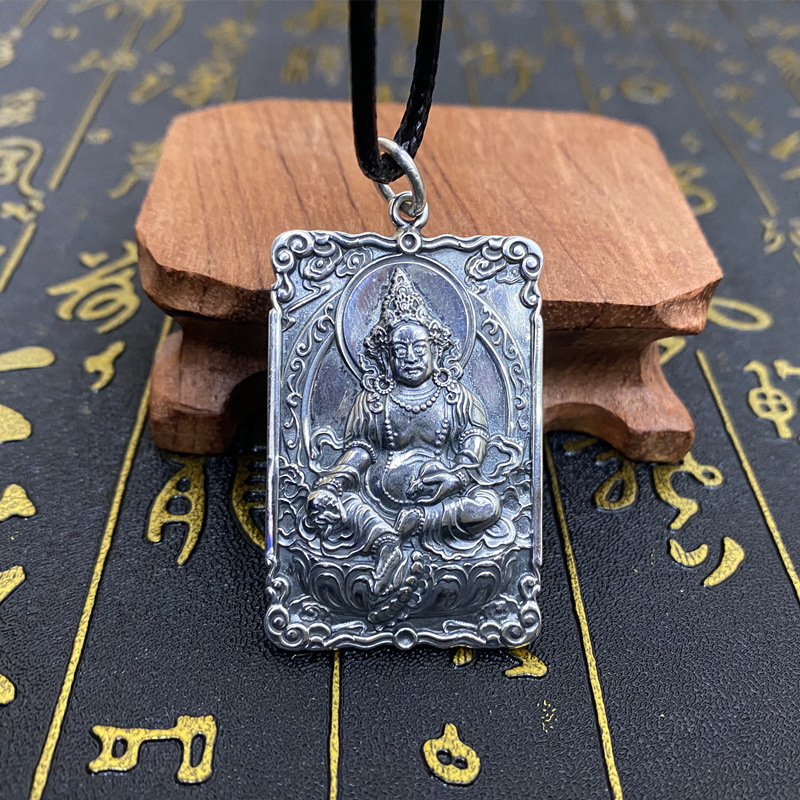 仿纯银复古吊坠泰银招财佛牌挂坠项链潮流民族风男女实心坠牌代发