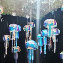 夏季海洋主题户外树木亮化商场4s店展厅装饰布置幻彩水母吊饰美陈