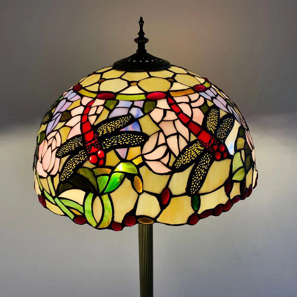 蒂芙尼落地灯 客厅卧室书房床头灯 现代温馨彩色玻璃灯罩落地台灯