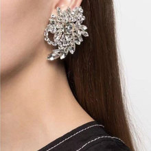 2012欧美系夸张水钻锆石花朵925银针网红耳环耳钉耳饰女earrings