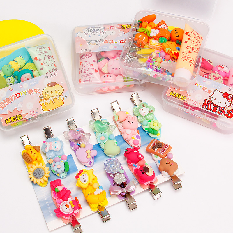 15G Cream Glue Barrettes Diy Handmade Bag Material Package Cute Resin Accessory Clip Set Stall Children's Toys