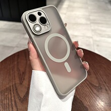 磨砂肤感磁吸适用苹果15Promax手机壳自带玻璃镜头膜iPhone14全包