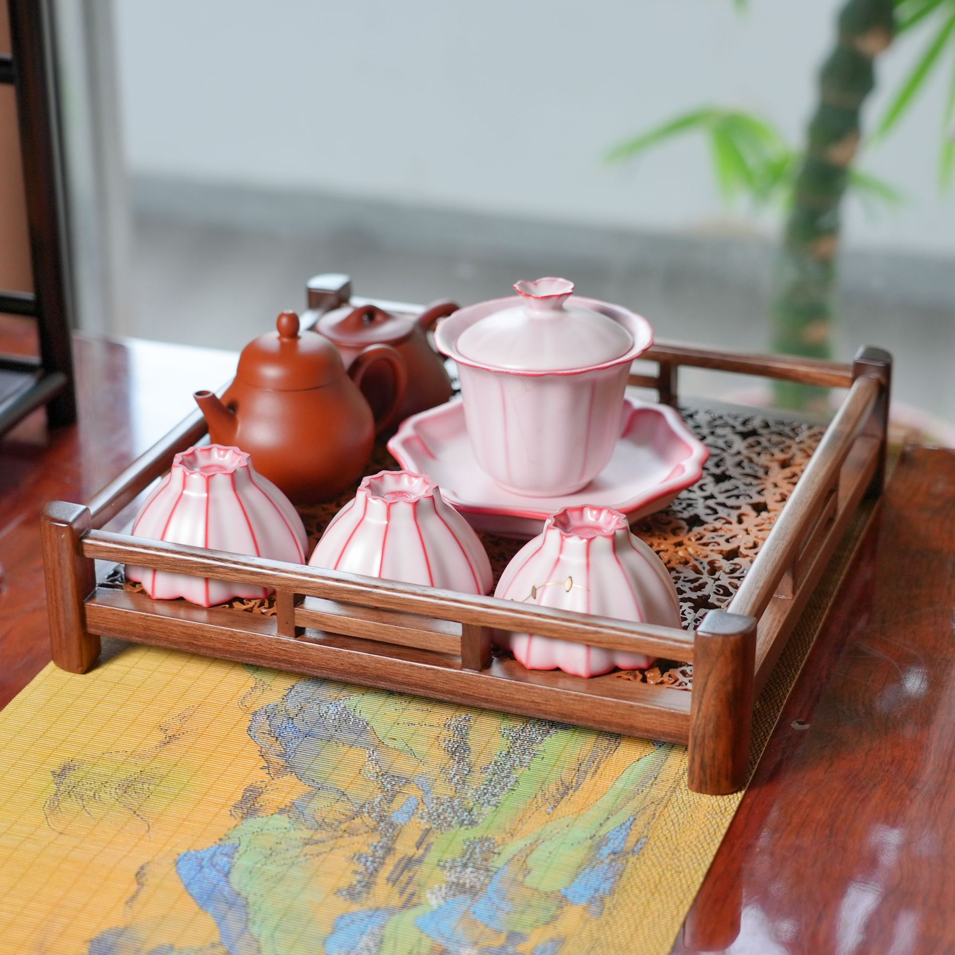 胡桃木质茶杯茶具收纳盘长方形核桃老式漆器茶棚茶架干泡茶盘托盘