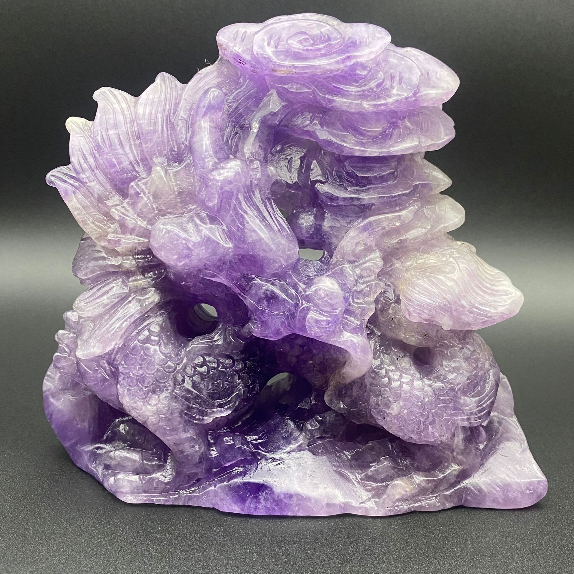工厂销售天然紫水晶龙雕刻件摆件桌面摆件装饰水晶摆件直播专供