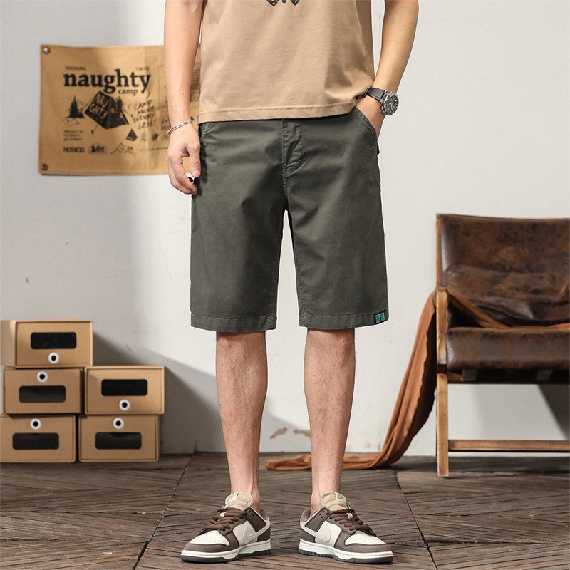 Men's Casual Cropped Pants Men's Summer Fashion Brand Loose Cropped Pants Shorts Summer Men's Pure Cotton Workwear Pants Thin