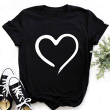 亚马逊爆款跨境女装Women T-shirt love 圆领爱心短袖T恤女打底衫