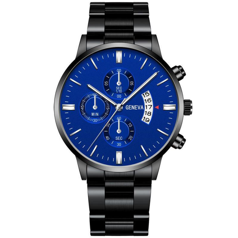 Cross-Border Hot Sale Fake Three-Eye Men's Steel Strap Watch Business Casual Calendar Quartz Watch Men's Spot
