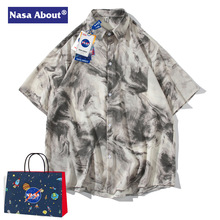 NASA ABOUT旗舰店日系短袖衬衫男款潮牌夏季宽松薄款上衣时尚衬衣