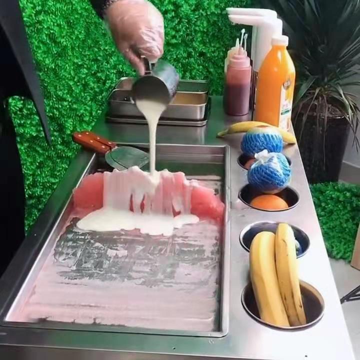 摆摊炒酸奶机器冰沙网红冒烟冷饮奶茶水果炒冰机商用冰淇淋卷机