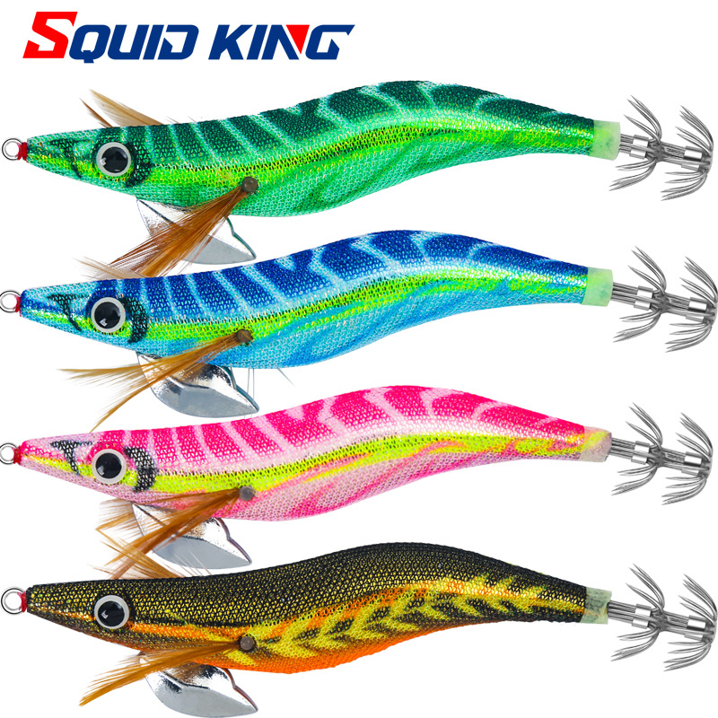 SQUID KING 木虾3.5号3.0号2.5号夜光木虾鱿鱼钩激流深水区铅头带