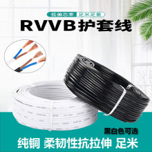 RVVB扁形电线2芯0.3 0.5平方家用白色护套线照明监控平行电源线