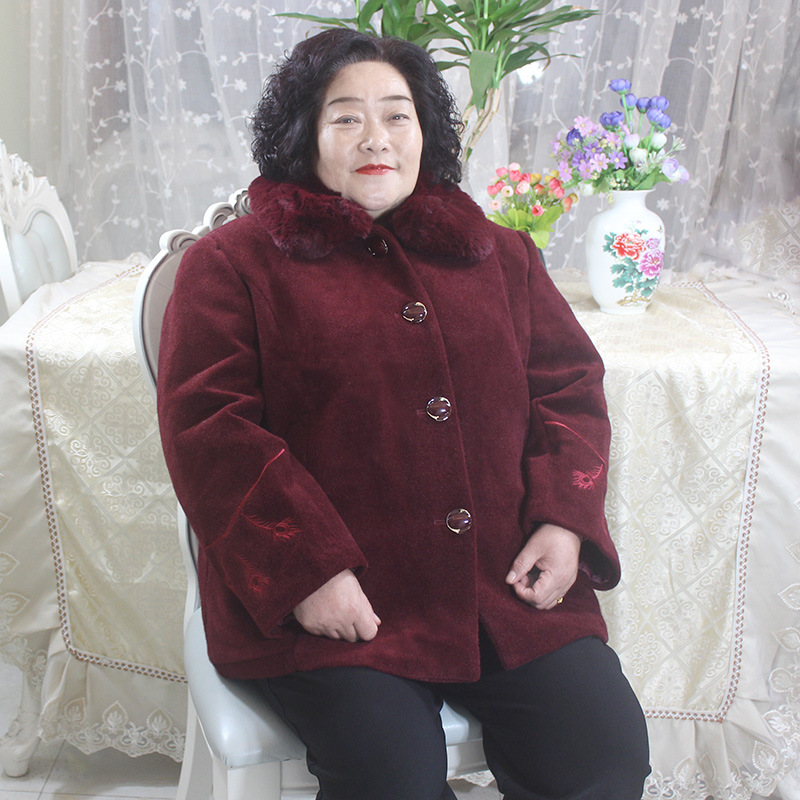 200斤宽松胖妈妈上衣奶奶装 秋冬休闲款中老年大码时尚加厚外套女
