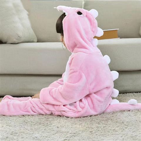 Cartoon One-Piece Animal Pajamas Flannel Children's Pajamas Pikachu Dinosaur Panda Totoro Nightgown One Piece Dropshipping