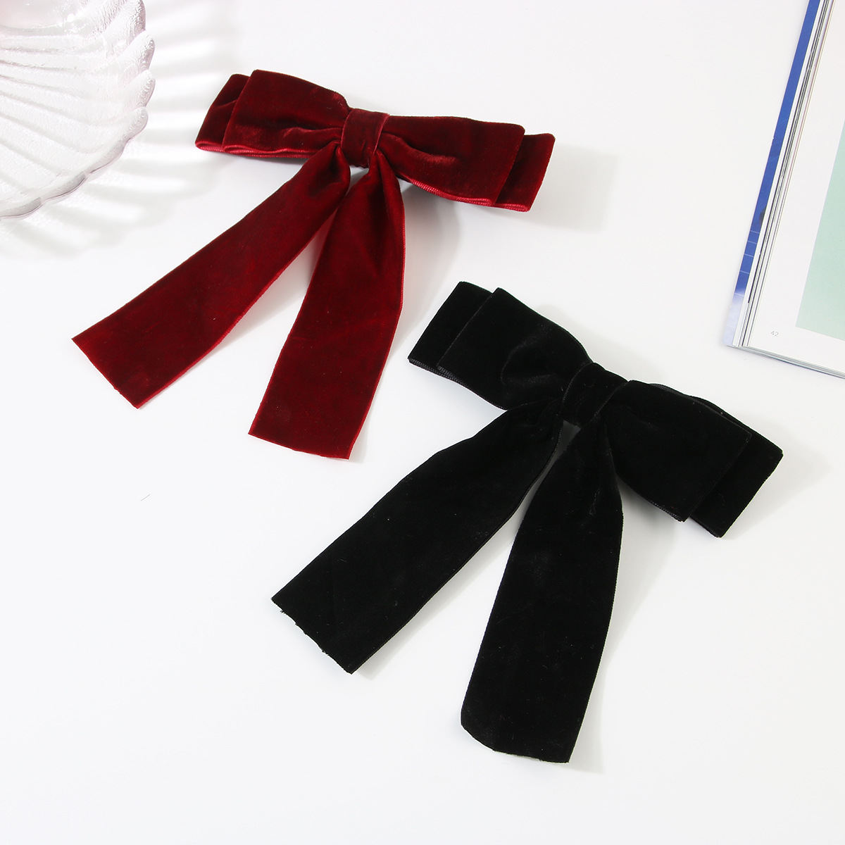 Europe and America Cross Border Large Sweet Hair Clip Gold Velvet Bow Ribbon Duckbill Clip High Sense Hairpin Hair Ornaments