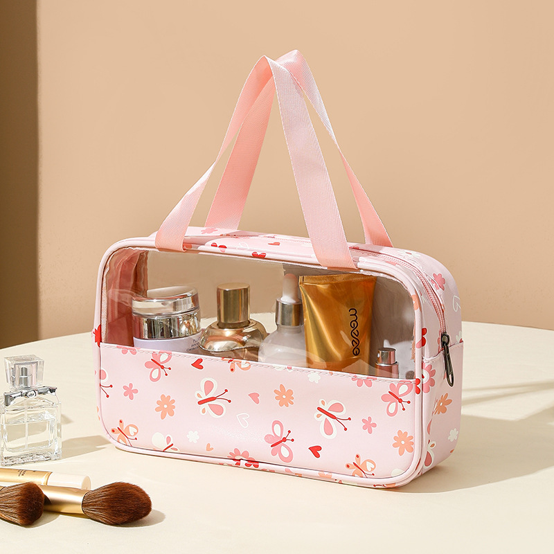 Printing Transparent Cosmetic Bag Waterproof Stitching Wash Bag Large Capacity Travel Buggy Bag Portable Storage Bag