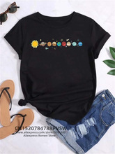 Moon Planet Space Women Print T-Shirts Girl Fashion Funy Cas