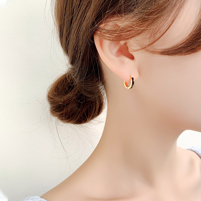 Korean Dongdaemun Elegant Earrings Female Niche Design Painting Oil Earrings Personality Simple Ear Clip Online Influencer Eardrops