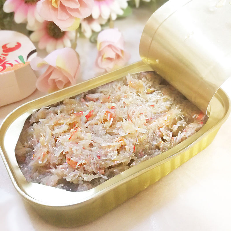 4罐包邮螃蟹罐头即食螃蟹肉罐头罐装蟹腿肉鲜活蟹肉罐头80克海鲜