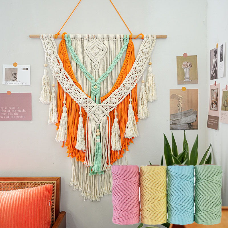 彩色棉线编织树叶挂毯创意拍照道具床头沙发玄关背景民宿装饰挂饰