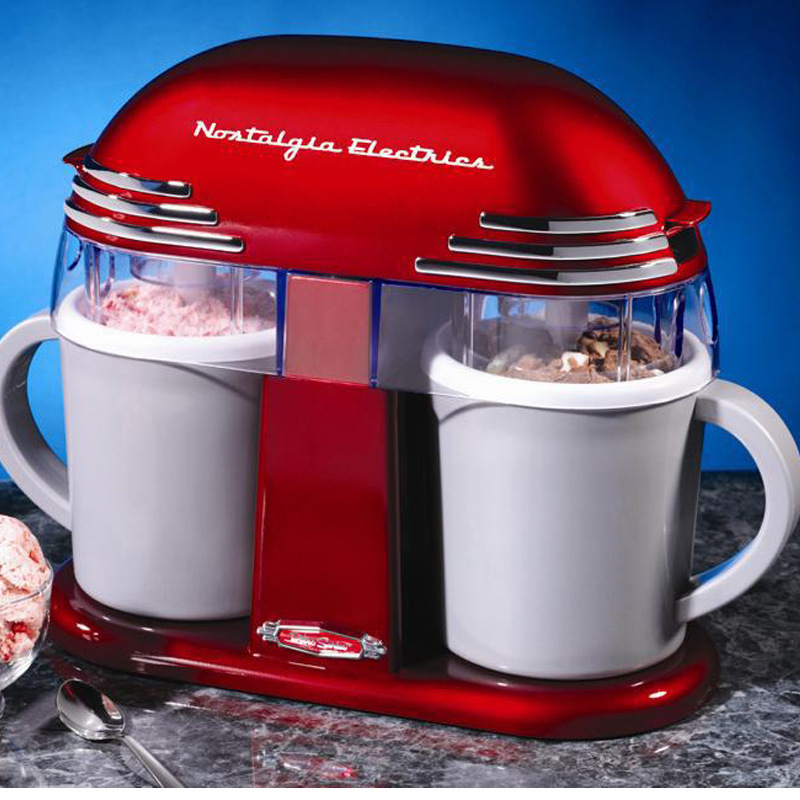 美国nostalgia 进口家用全自动水果双筒冰淇淋机雪糕机搅拌机礼品