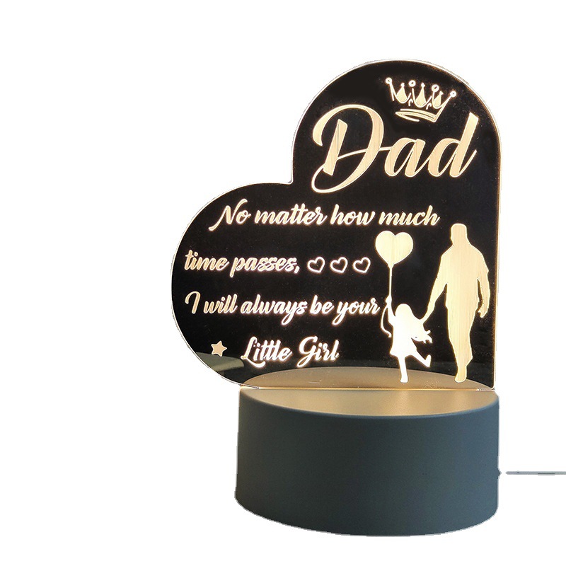 Cross-Border Hot Sale Blessing Words 3D Small Night Lamp Creative Text for Father Mother's Day Lover Acrylic LED Light USB