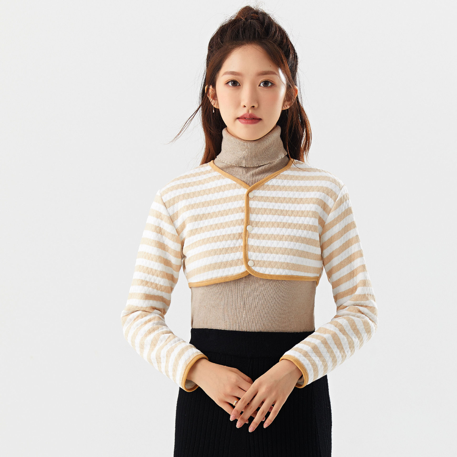 彩棉护肩颈椎女士月子披肩长袖中老年保暖肩周防寒四季上衣76389