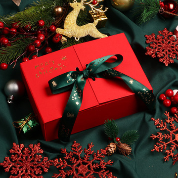 圣诞礼盒3d立体双开礼品盒围巾保温杯礼品包装盒糖果盒可加印logo