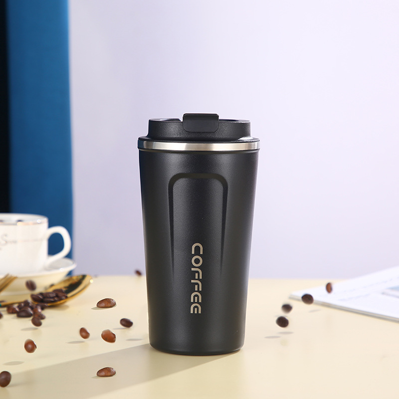 Student Portable Cup Vacuum Cup Foreign Trade Water Cup Female Portable 304 Stainless Steel Anti-Fall Dual-Use Cover Coffee Cup Customization