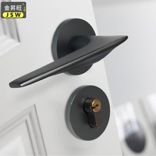 黑色门锁房门锁静音门锁木门把手分体机械锁具室内卧室家用通用型