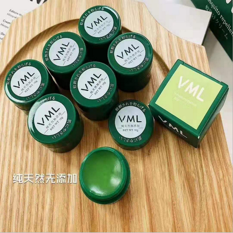 防蚊夏日本vml蚊子膏儿童不让蚊虫叮咬固体jr不痒青草膏樱花膏
