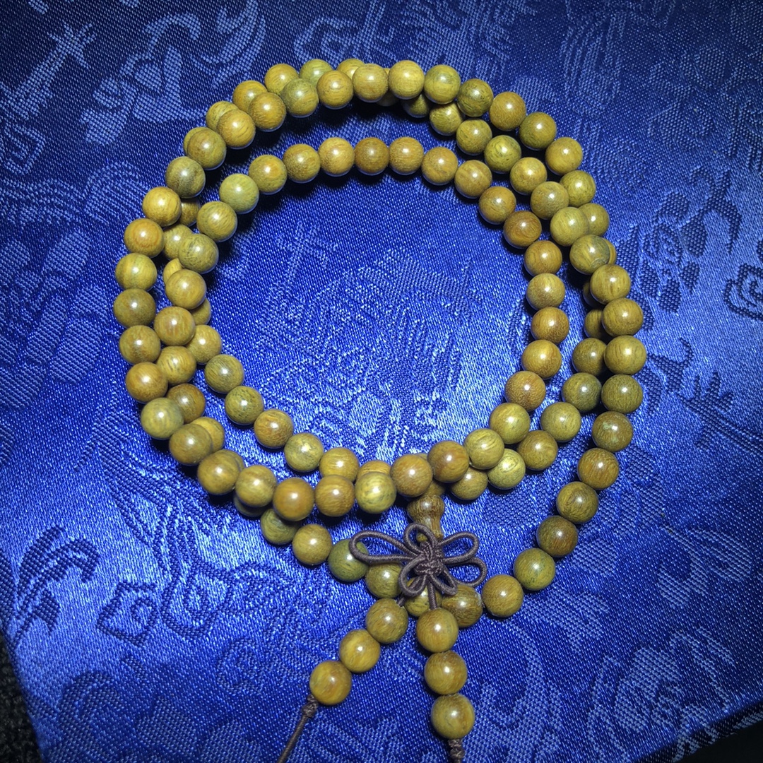 精品绿檀木百乐圣檀6mm素圈108颗佛珠手串手链文玩男女款念珠礼品