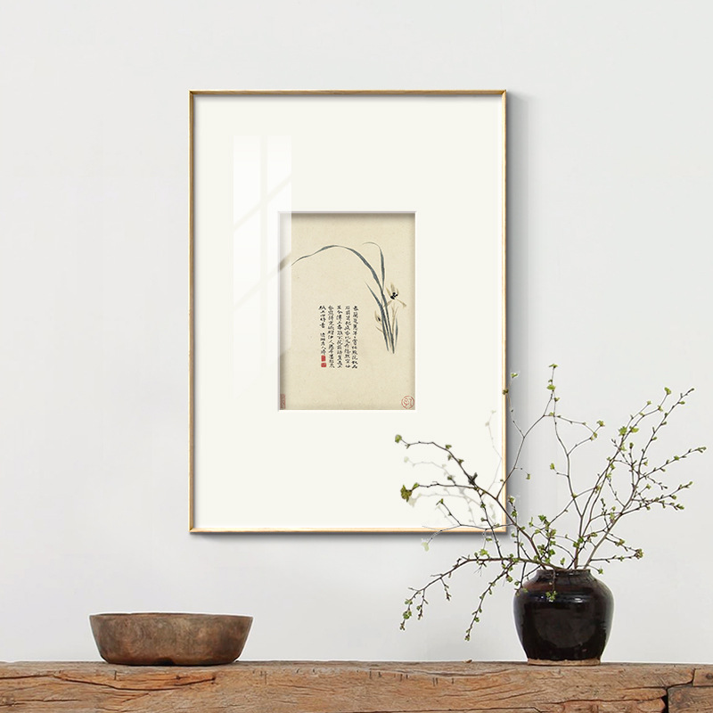 新中式客厅装饰画书房禅意水墨花卉挂画餐厅茶楼创意立体装裱壁画
