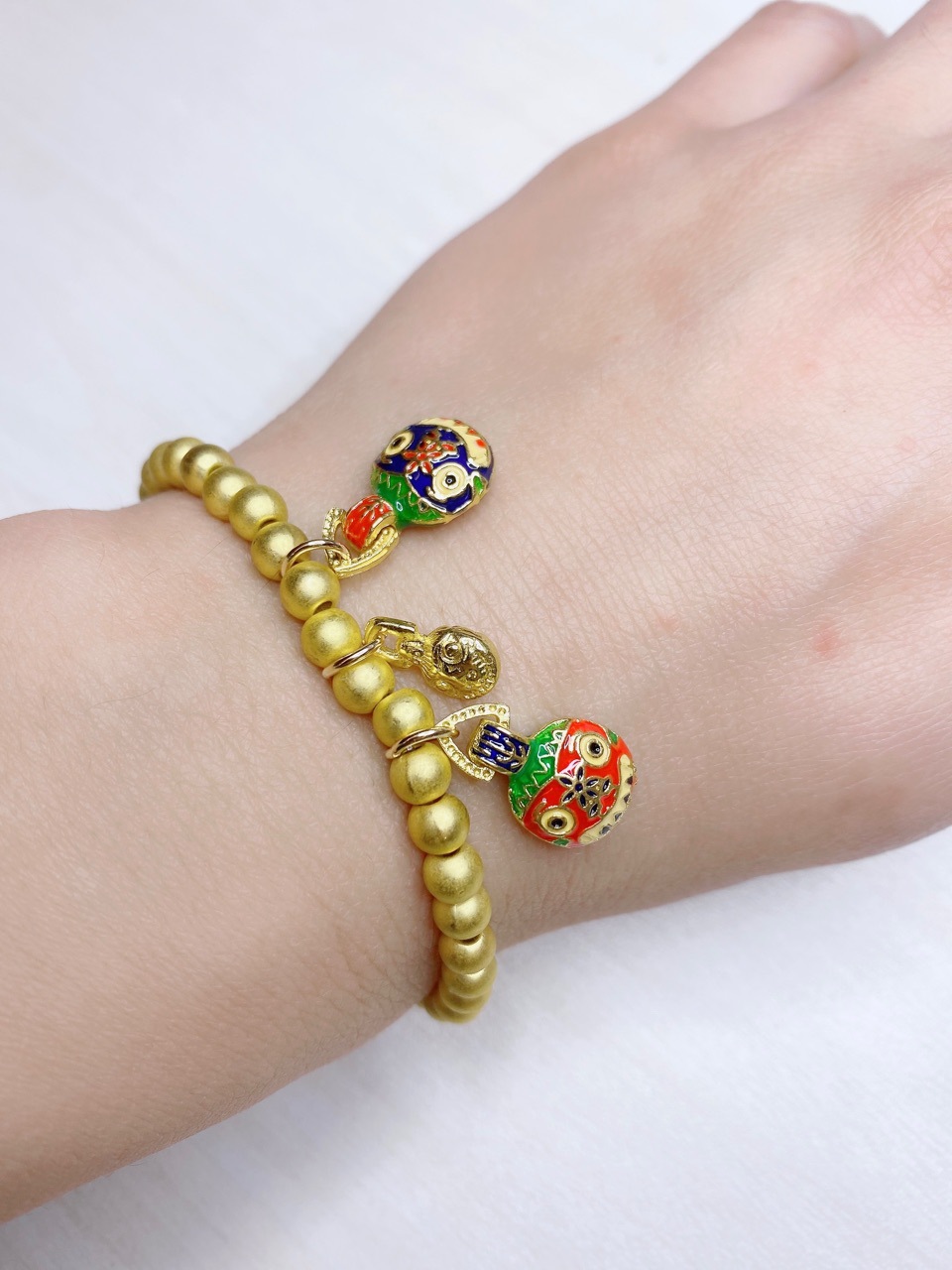 新年招财吞金兽手链手工编织红绳手链沙金珠子手串直播一件代发货