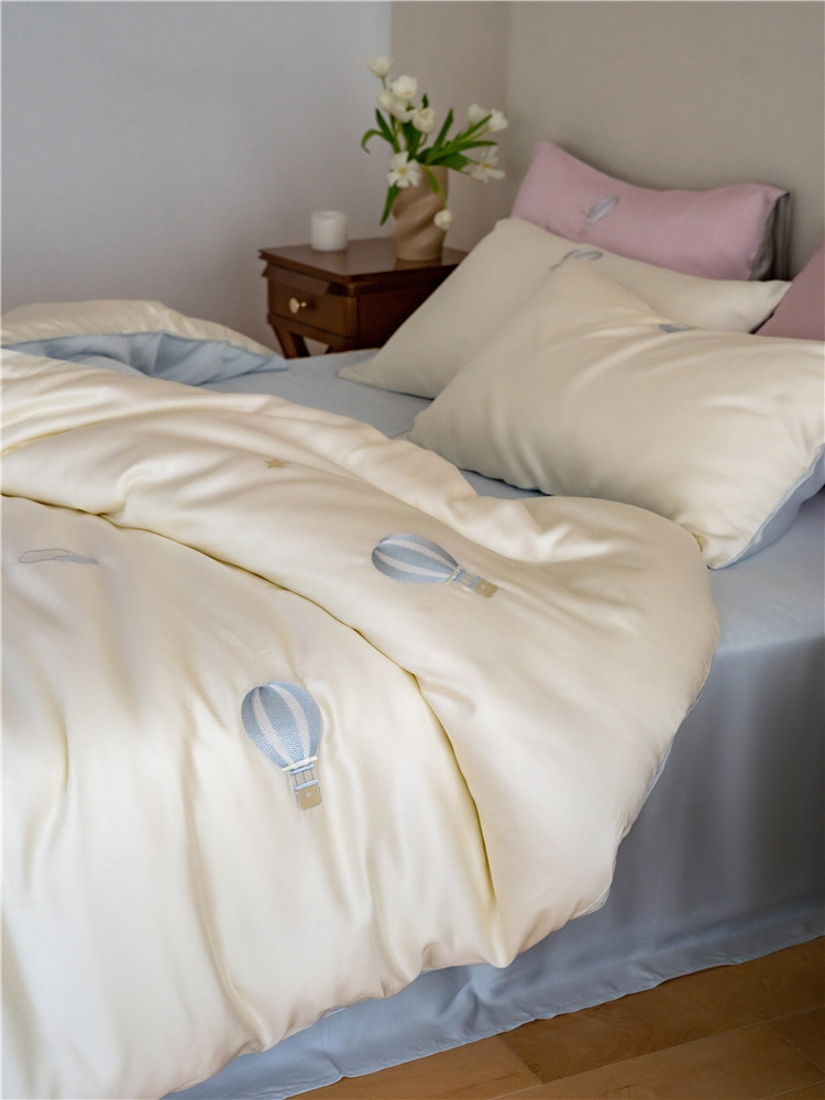 夏季ins风卡通100支双面天丝四件套儿童男孩床上用品冰丝床笠款