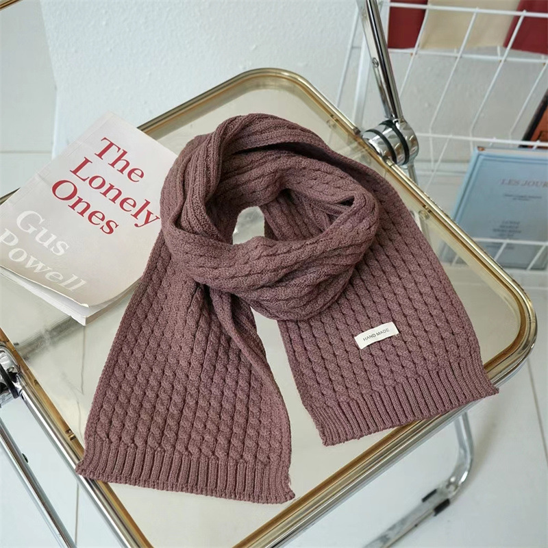 Korean Style Internet Celebrity Ins Children's Scarf Autumn and Winter Baby Pure Color Warm Keeping Knitted Wool Scarf Children's Scarf Wholesale