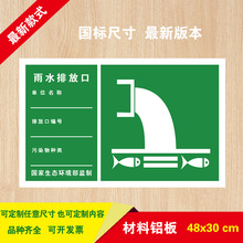 雨水排放口标识牌 污水排放口标志牌铝板警示提示牌做