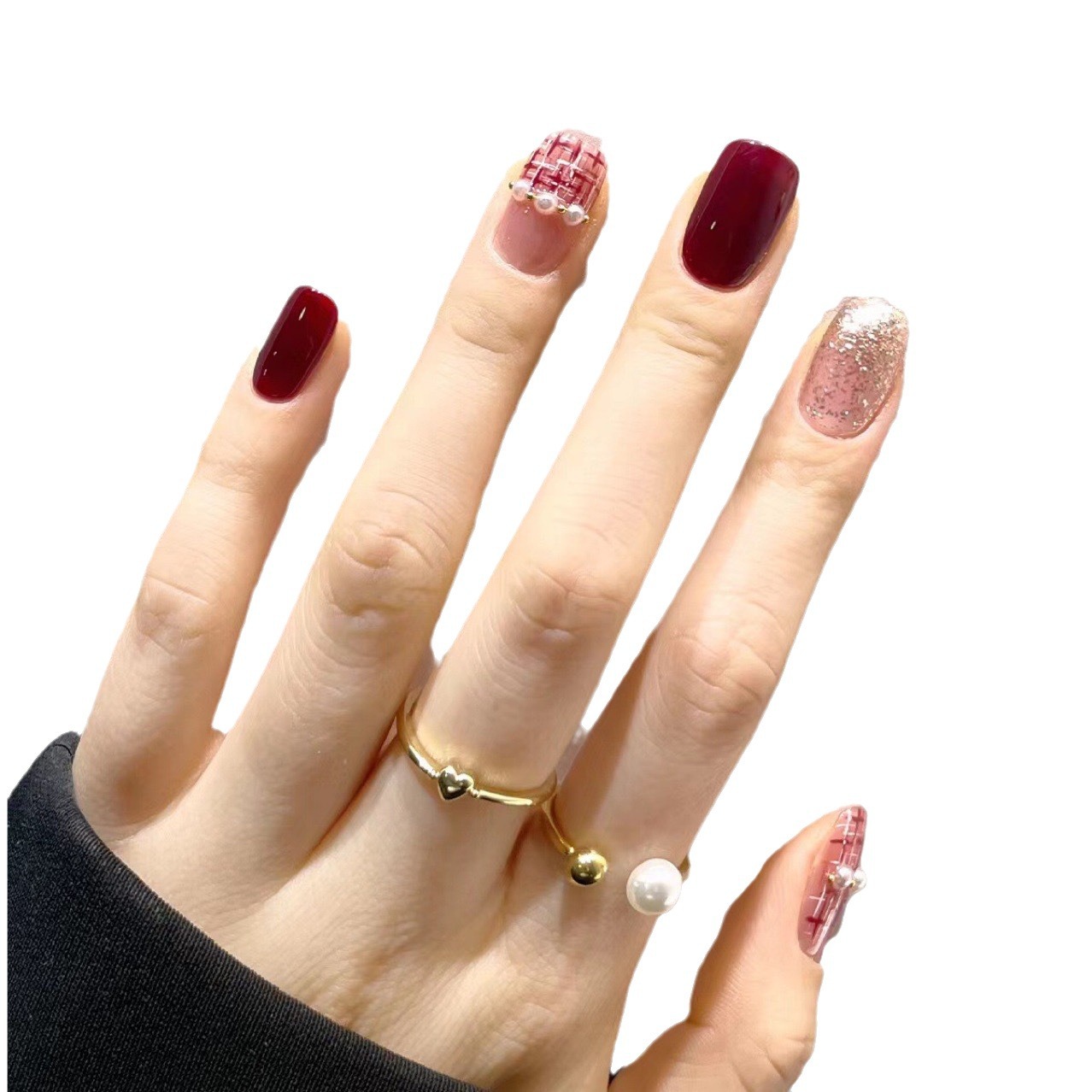 穿戴甲裸色冰透长椭圆甄嬛同款华妃美甲气质显白成品感指甲贴网红