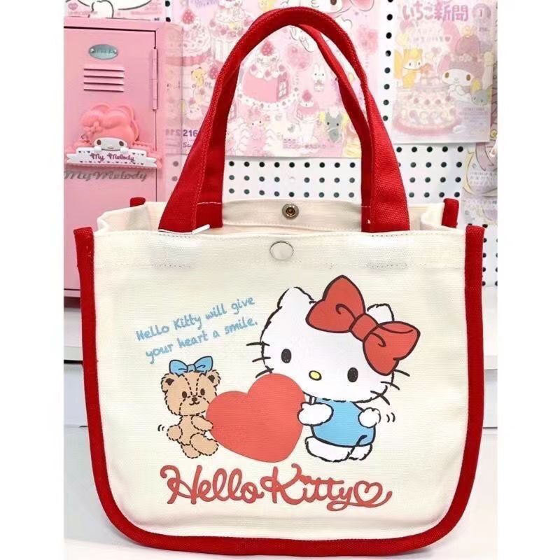 hellokitty包包2023新款凯蒂猫手拎包便当包手提袋帆布包可爱女包
