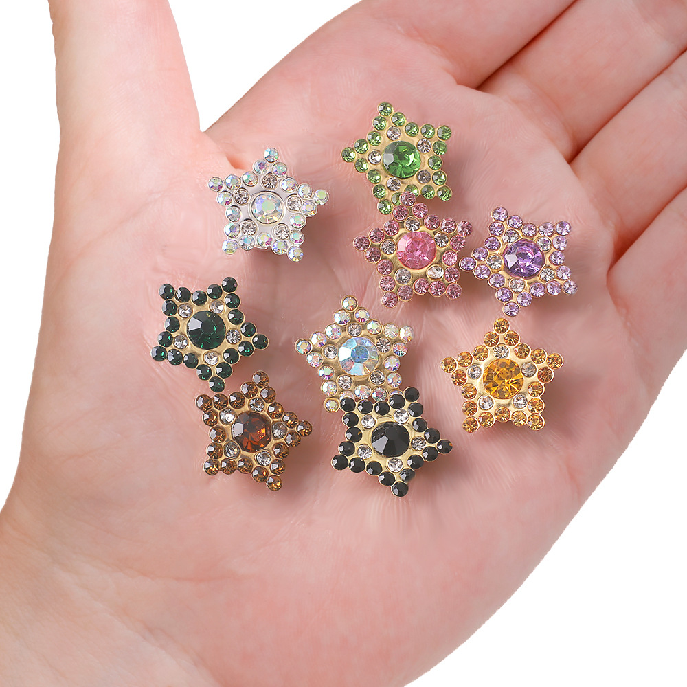 15mm Five-Pointed Star Two-Color SUNFLOWER Hand Sewing Drill DIY Clothing Hair Accessories Shoes and Hat Decoration Rhinestones Ornament Accessories