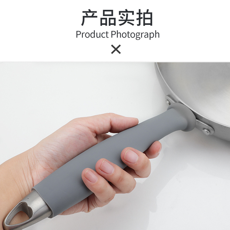 Wok Handle Insulation Sleeve Handmade Iron Pan Anti-Scald Rubber Sleeve Household Stainless Steel Pot Handle Cover Milk Pot Fried Pot Handle Holder