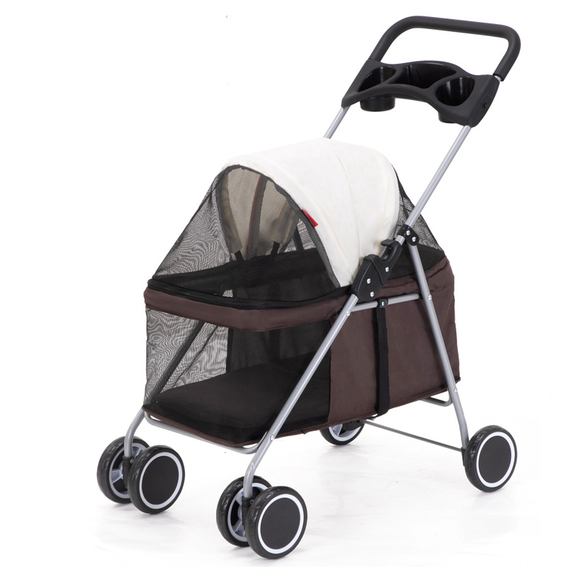 Factory Pet Stroller Foreign Trade Lightweight Folding Pet Cat Dog Rabbit Easy Installation Trolley Factory Direct Supply