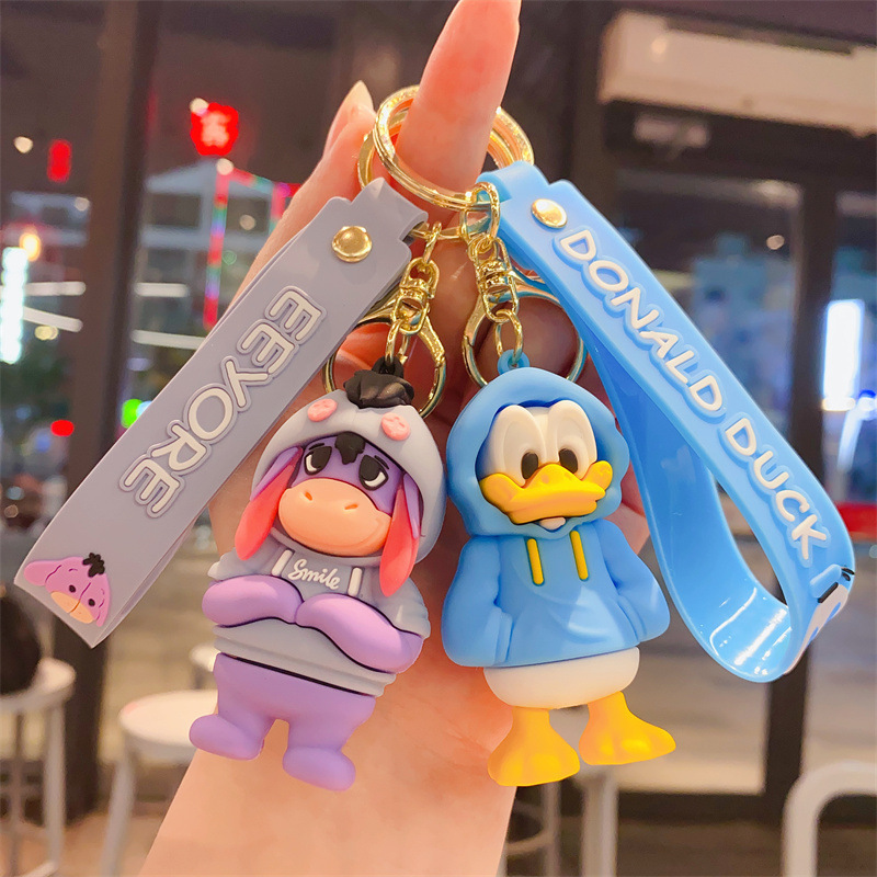 New Cute Cartoon Mickey Mouse Donald Duck Keychain Handbag Pendant Car Key Chain Pendant Ornaments for Couple Gift