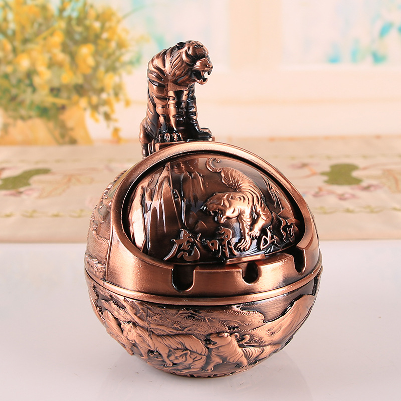 Zodiac Retro Ashtray with Lid Windproof Anti-Gray Fly Smoke-Proof Anti-Fall Home Office Ashtray Ornaments