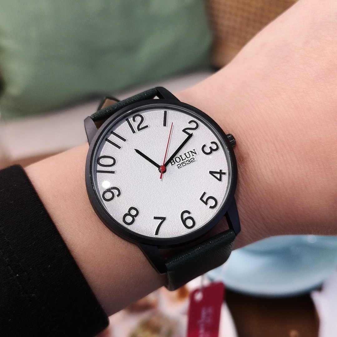 博伦大盘数字表盘学生白领韩版时尚考试文具店石英手表厂家批发