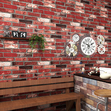 3D立体青砖红砖网咖服装店奶茶店砖纹墙纸 复古砖块文化石壁纸