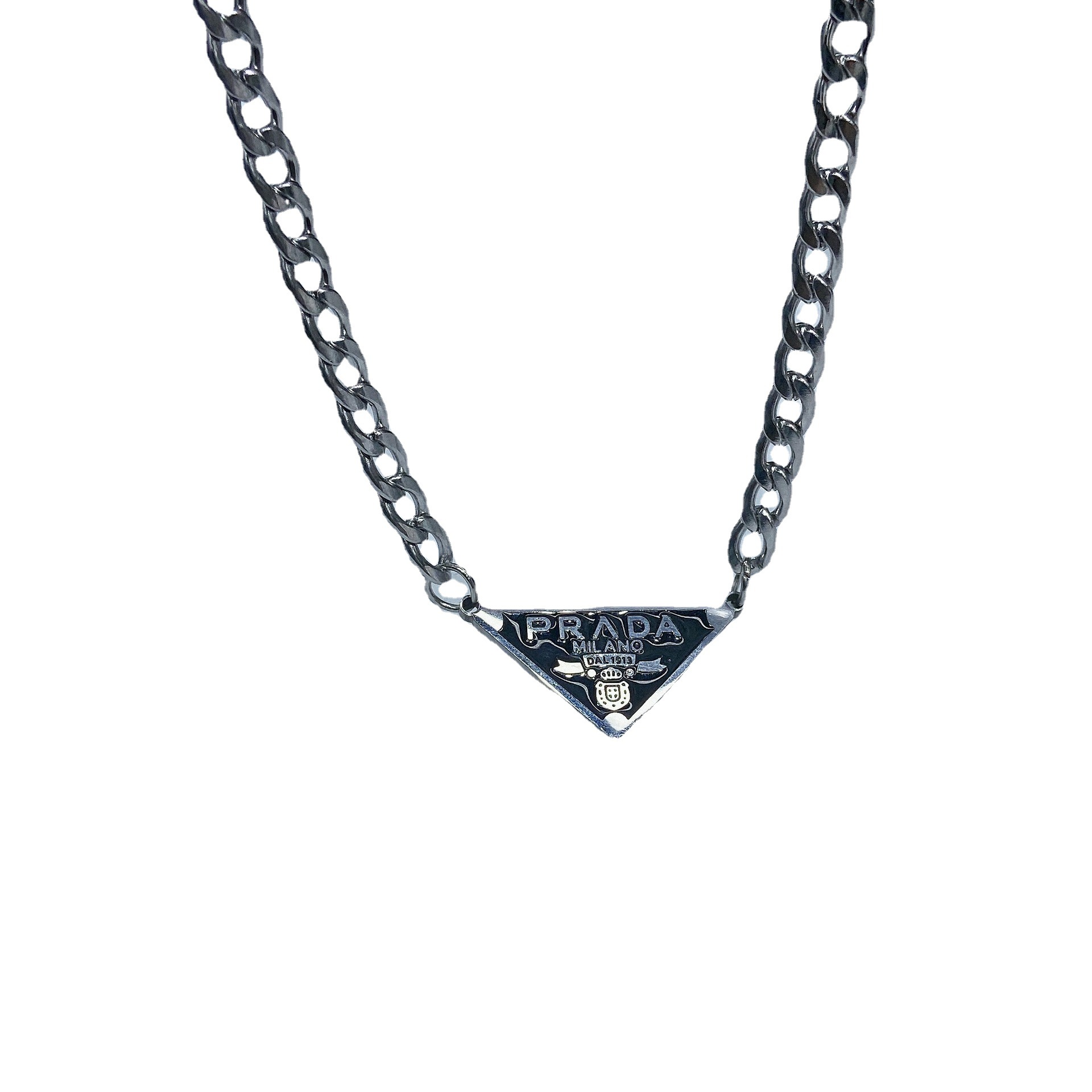 Korean Style Inverted Triangle Titanium Steel Necklace Personalized Hip Hop Pendant Fashionable Accessories Simple Special-Interest Design Necklace Trendy