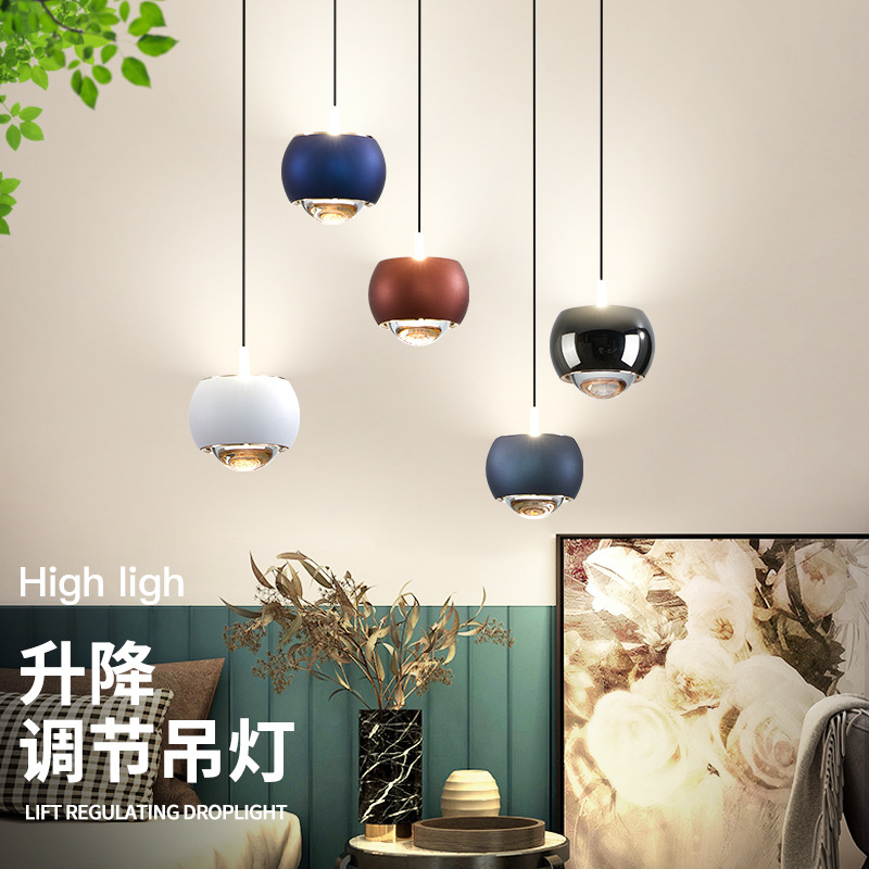 Lifting Adjustable Bedroom Bedside Chandelier Light Luxury Modern Minimalist North Ouchuang Minimalist Internet Celebrity Bar Counter Small Droplight