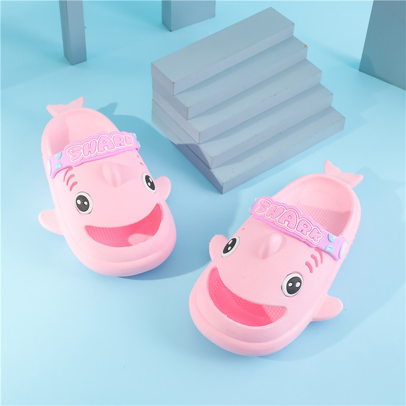 Shark Slippers Children's Indoor Non-Slip Silent Boys and Girls Summer Baby Home Bathroom Cute Head Cover Sandals